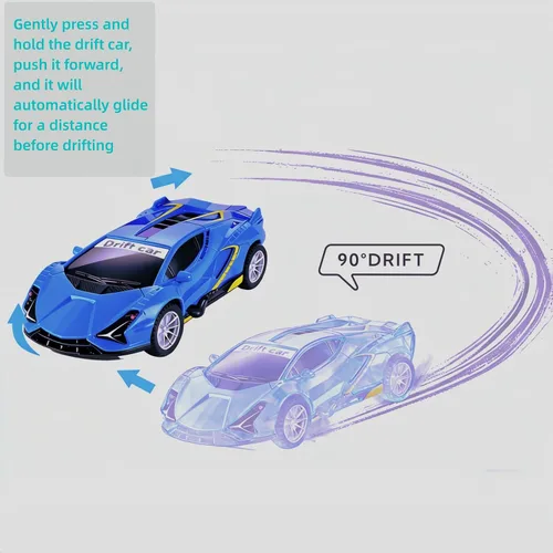 Vista 4 de Inertia Drift - Auto de juguete para niños de 3 a 6 años, modelo de vehículo para niños y niñas, paquete de 2 vehículos impulsados por fricción Push