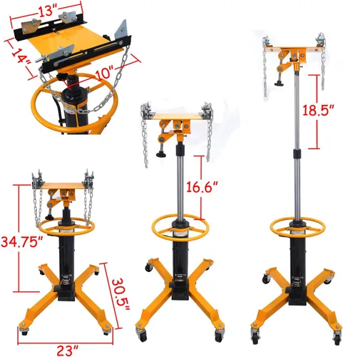 Vista 3 de Gato de transmisión hidráulica profesional de 33" a 70" 1100 lbs/0,5 toneladas 2 etapas para elevación de automóviles