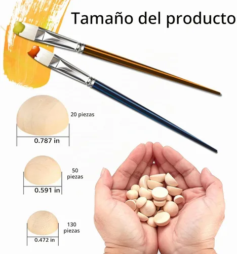 Vista 2 de 200 piezas de cuentas de madera semiredondas, bolas de madera divididas naturales sin terminar, 0.472 in/0.591 in/0.787 in, pequeñas bolas