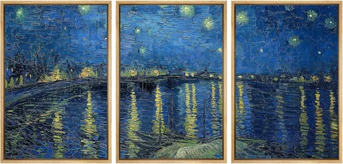 Vista 45 de wall26 Lienzo enmarcado para pared, juego de arte con flores de almendra de Vincent Van Gogh, naturaleza, ilustraciones de área silvestre, bellas
