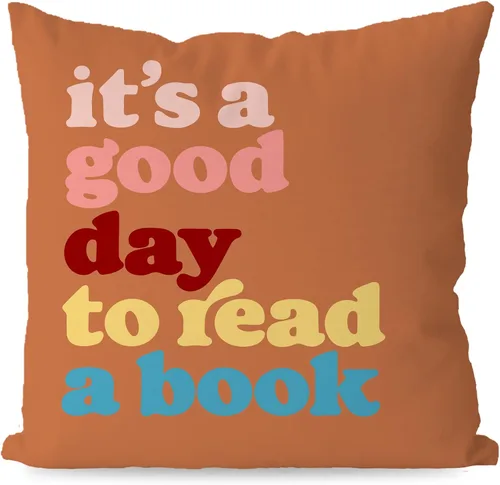 Vista 5 de KEUSPI Funda de Almohada de Lectura "It's a Good Day to Read a Book" Decoración de Lectura Funda de Almohada Decorativa 18x18 pulgadas, Funda