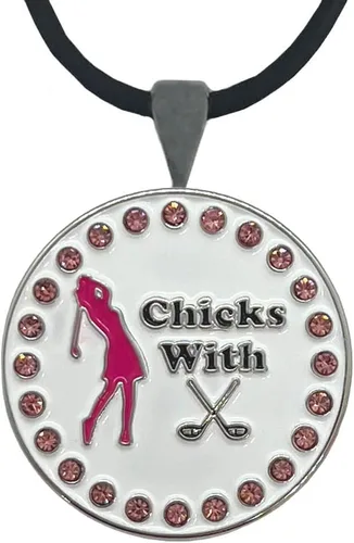Vista 27 de Giggle Golf Marcador de pelota de golf brillante con collar de golf para mujer Agujero 19