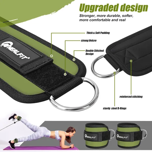 Vista 3 de NEALFIT Correa de tobillo para máquina de cable, tobillera de gimnasio para patadas, extensiones de piernas, entrenamientos de glúteos, abductores