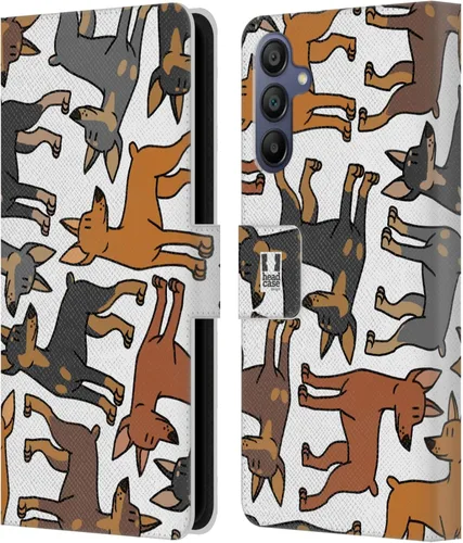 Vista 10 de Head Case Designs Airedale Terrier Dog Breed Patterns 4 Leather Wallet Case Compatible with Samsung Galaxy A15