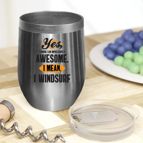 Vista 2 de I'm Awesome I Windsurf, Windsurfing Coffee & Tea Mug for Windsurfer - 12oz Wine Tumbler Stainless Steel