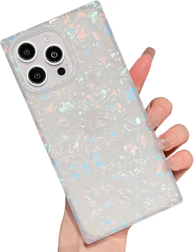 Vista 20 de Elegante Funda con Concha de Madre Perla para Niña Compatible con iPhone 14 de 6.1 Pulgadas, Funda Rectángulo con Borde, Elegante y delgada