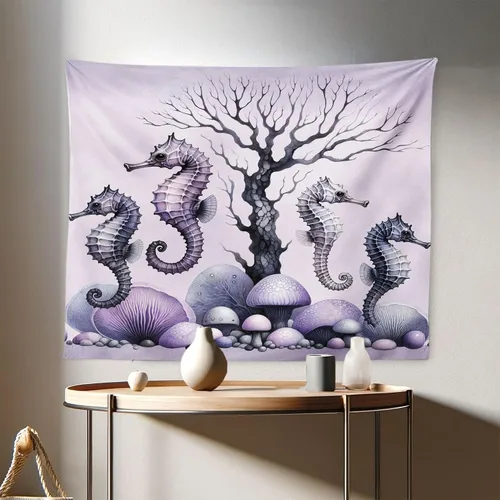 Vista 121 de Ambesonne Tapiz verde, fases lunares alrededor de un árbol de la vida, impresión de diseño bohemio de astrología nocturna, decoración de tela