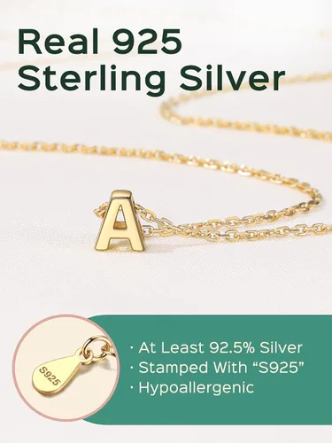 Vista 4 de ChicSilver Collar con inicial de plata de ley 925 para mujer, joyería de letras delicadas, regalo personalizado
