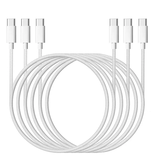 Vista 11 de Cable Carplay de coche para iPhone 17, cable de carga rápida, paquete de 3 unidades de 6 pies 60 W, USB A a USB C, multicolor, cable trenzado