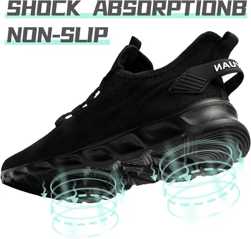 Vista 6 de QIJGS Zapatos deportivos de correr para hombre, para gimnasio, tenis, atléticos, de malla, ligeros, deportivos, a la moda, para entrenamiento