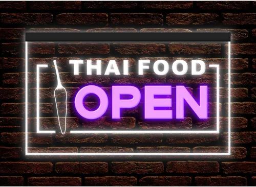 Vista 21 de 110228 Thai Food Open Thailand Restaurant Cafe Bar Display LED Light Neon Sign (16 Colors By Remote, 12" X 8")