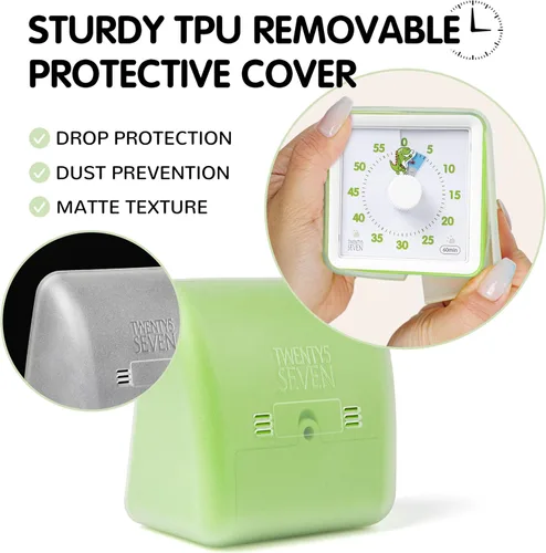 Vista 3 de Temporizador visual con funda protectora, temporizador de cuenta regresiva de 60 minutos para niños, autismo, TDAH, aula, oficina en casa, con reloj