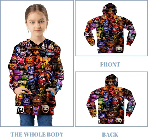 Vista 3 de Jrkernbo Sudadera unisex con estampado 3D de anime, sudadera con capucha y bolsillos para niños y niñas