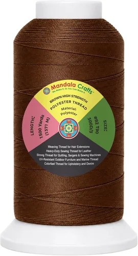 Vista 117 de Mandala Crafts Airforce Blue Tex 70 - Hilo de poliéster para tapicería 1500 Yds T70 UV Resistant Strong Thread for Leather Sewing, Marine