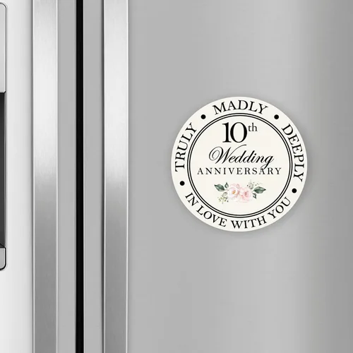 Vista 2 de LifeSong Milestones Exclusivo imán redondo de 3 pulgadas impreso digitalmente para aniversario de boda, idea de decoración de cocina familiar