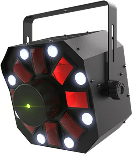 Vista 4 de Chauvet DJ Swarm 5 FX ILS 3 en 1 Derby/Strobe - Paquete de luces LED con 2 cables DMX y paño de pulido Austin Bazaar