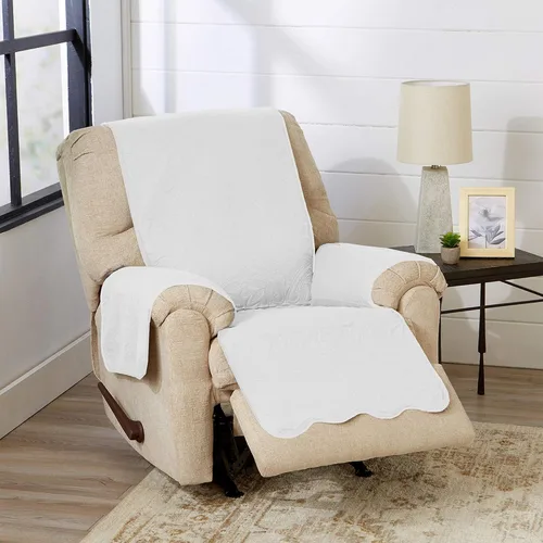 Vista 22 de Great Bay Home Funda reversible de retazos reclinable, lavable, protector de muebles con correas elásticas, perfecta para niños y mascotas, detalle