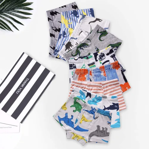 Vista 3 de Fenhant - Calzoncillos de algodón suave para niños pequeños o bebés, diseño de dinosaurio, paquete con 6, 8 o 9