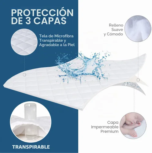 Vista 4 de Protector de colchón tamaño individual, impermeable, absorbente, protector de colchón acolchado, ajustable, relleno alternativo de plumón, bolsillo