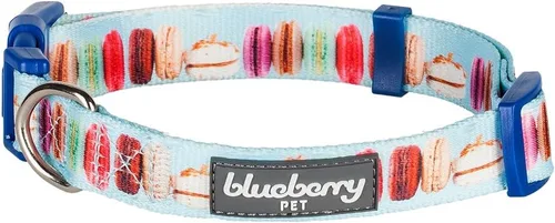 Vista 2 de Collares para perros personalizado. Colección con 8 patrones de ideas para fiestas, verano, postres, dulces. De Blueberry Pet. Pastel de macarrones