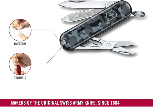 Vista 2 de Victorinox Classic SD - Cuchillo suizo militar, 7 funciones, camuflaje azul marino swiss army knife EDC pocket knife for men victorinox knives