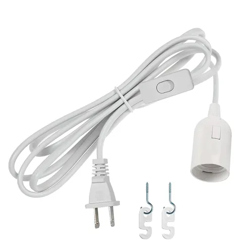 Vista 13 de Cable de luz colgante colgante - Enchufe de bombilla con cable E26/E27 enchufe de luz, cable de linterna colgante de extensión con interruptor