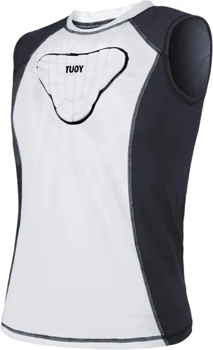 Vista 10 de TUOY Camisa acolchada sin mangas con protector de esternón en el pecho, protector de corazón, camisa protectora de compresión para fútbol, béisbol