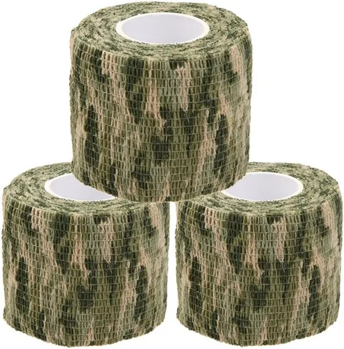 Vista 8 de Cinta envolvente autoadhesiva de camuflaje para protección de 5 cm x 4,5 m. Cinta de camuflaje discreta de tela no tejida. Vendaje elástico