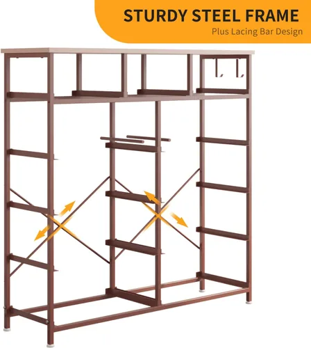 Vista 42 de Cómoda de almacenamiento de tela con 11 cajones para organización del dormitorio, cómoda con estantes profundos, bolsillos laterales y ganchos, Negro