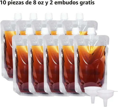 Vista 8 de Keon Bolsas de plástico a prueba de fugas, reutilizables, bolsas de jugo flexibles, sin BPA para viajes, deportes al aire libre, conciertos, eventos