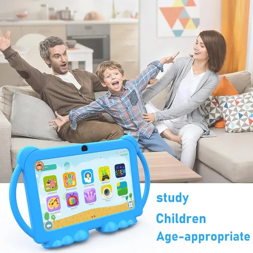 Vista 6 de Tablet Android 14 para niños, tablet de 7 pulgadas para niños, tablet para niños de 4 GB RAM 32 GB ROM con estuche, procesador Quad-core, pantalla
