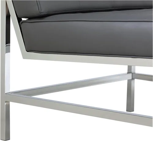 Vista 8 de Silla Ashlar Modern Accent en piel mezclada, cromo/gris
