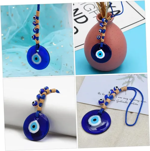 Vista 8 de 2pcs Devil's Eye Pendant Blue Beads Lucky Key Chain Evil Eye Key Holer House Decorations for Home Turkish Amulet Rear View Mirror Hanging Blue