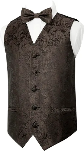 Vista 59 de Alizeal Conjunto de 2 piezas de corbata de lazo preatada de jacquard de cachemira con estampado floral clásico para niños
