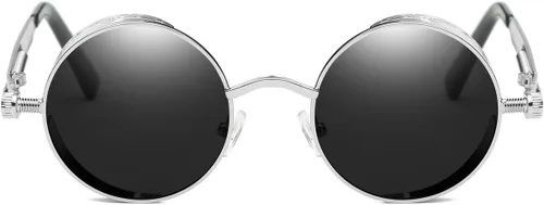 Vista 33 de Dollger Gafas de sol vintage Steampunk Retro Metal Round Circle Frame