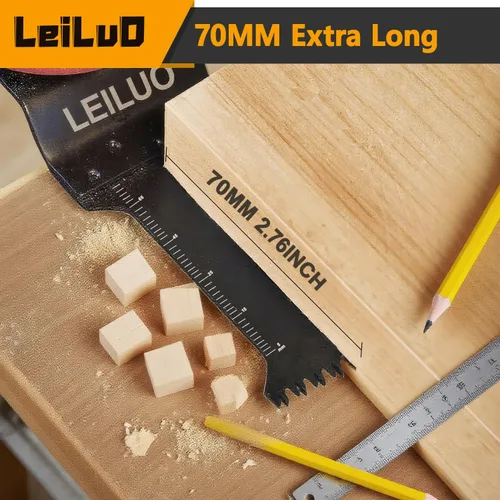 Vista 6 de LEILUO Juego de cuchillas multiherramienta de 7 piezas para madera, dientes japoneses extralargos, hoja de sierra oscilante, liberación rápida