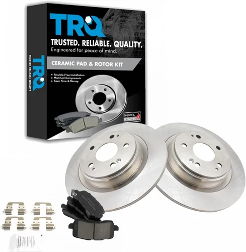 Vista 144 de TRQ Juego de pastillas de freno y rotor de cerámica trasera compatible con Honda Accord V6 1998-02 3.0L con frenos de disco traseros 02-06 Acura RSX