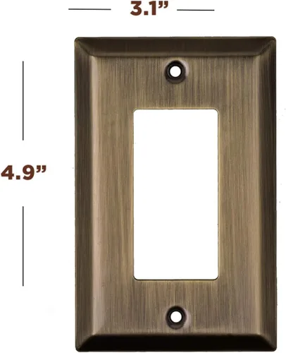Vista 2 de Placas de pared decorativas clásicas de latón antiguo Enchufe eléctrico y cubiertas de interruptor Estilo: 1 Gang Decorator (paquete de 4)