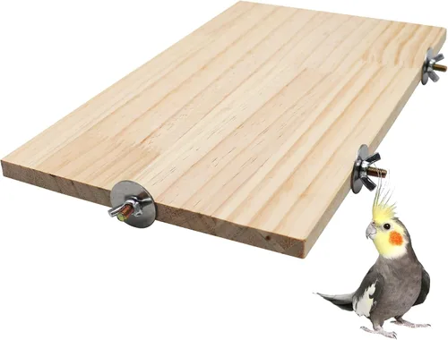 Vista 7 de Dnoifne Plataforma grande de soporte para pájaros de 7.9 x 5.9 pulgadas, accesorios de jaula de madera natural, soporte para pájaros con superficie