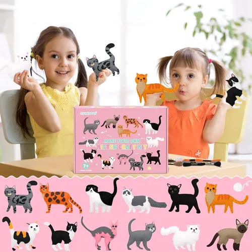 Vista 7 de CiyvoLyeen Kit de costura de gato para niños, edades de 7, 8, 9, 10, 11, 12 años, juguetes de peluche para gatitos, juego de manualidades