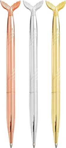 Vista 3 de 6 bolígrafos de metal con tinta negra, juego de bolígrafos delgados metálicos brillantes, decoración de fiesta de boda, suministros escolares
