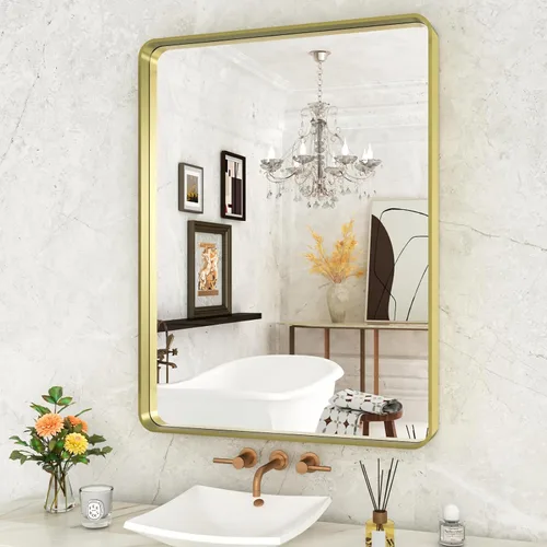 Vista 38 de WEER - Espejo de baño con luces LED, 50x70cm, espejo de tocador montado en la pared, 3 colores regulables, almohadilla antiempañante retroiluminada