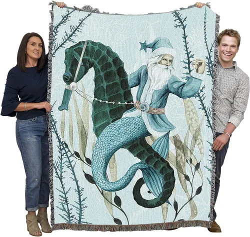 Vista 11 de Pure Country Weavers - Cobija con flecos de algodón, tejida, 72 x 54, flores de Navidad, fabricada en EE.UU.