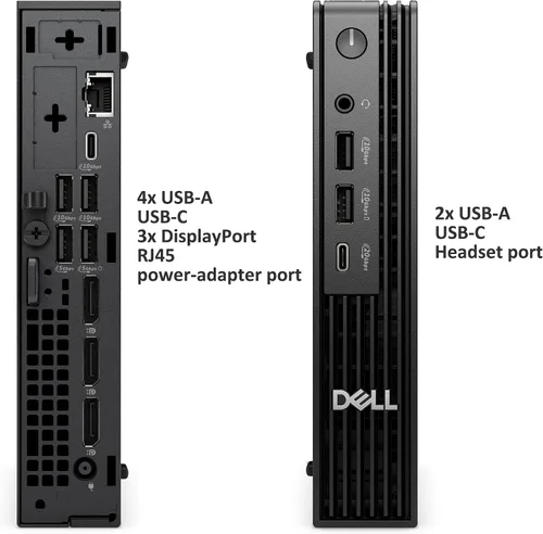 Vista 4 de Dell Pro Micro Plus (MFF OptiPlex 7020 Plus de próxima generación), Intel 20-Core Ultra 7 265, mini escritorio empresarial, QBM1250, 3x DP, memoria