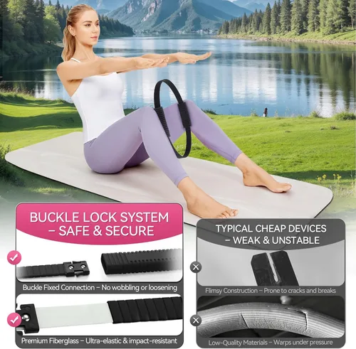 Vista 4 de Anillo de pilates, círculo mágico de silicona de 13.5 pulgadas con doble agarre, ligero y duradero, equipo de ejercicio de resistencia flexible