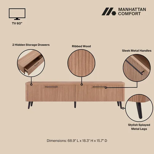 Vista 4 de Manhattan Comfort Soporte de TV Jodie en arce