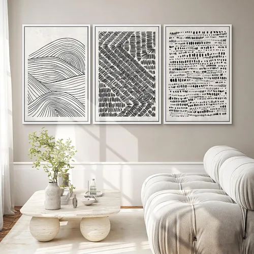 Vista 151 de SIGNWIN Lienzo enmarcado para pared, juego de arte neutro de bosque brumoso, ilustraciones en tono tierra, arte moderno, decorativo, bohemio