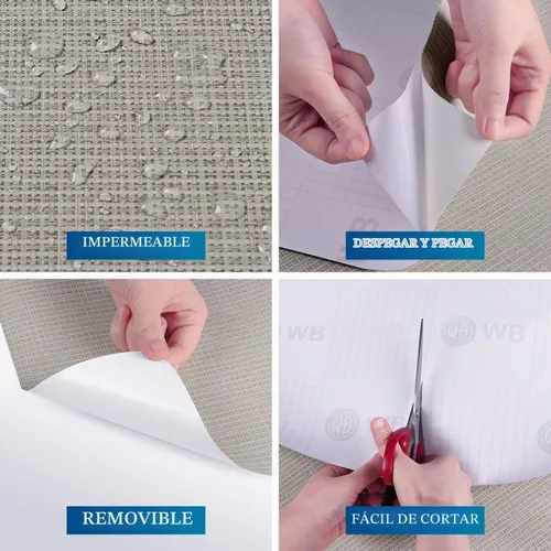 Vista 5 de FunStick Papel Tapiz de Hierba Gruesa Despegar y Pegar Papel Tapiz Texturizado Gris Papel de Pared de Vinilo Autoadhesivo Removible Papel