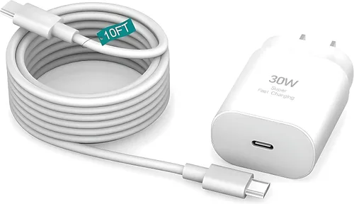 Vista 10 de Samsung - Cargador de teléfono súper rápido compatible con cargador rápido USB C de 45 W, cable de carga rápida de 10 pies tipo C para Samsung