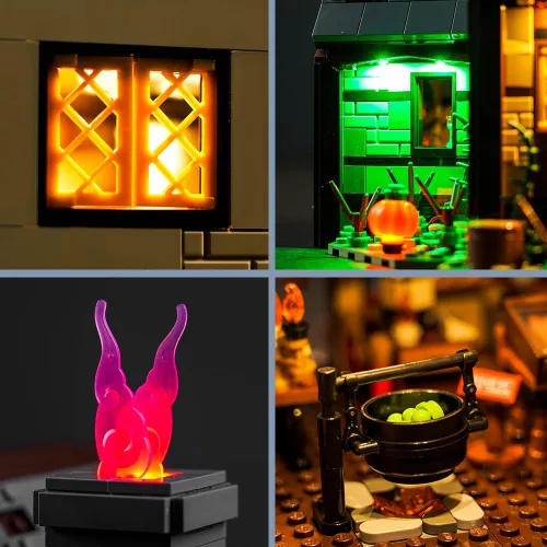 Vista 3 de Luz compatible con Lego Hocus Pocus: la cabaña de las hermanas Sanderson